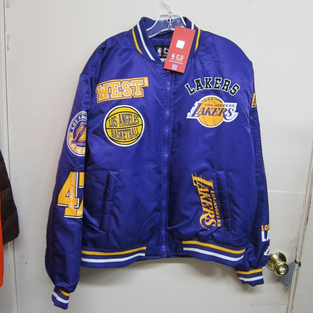 Los Angeles Lakers Men's Large Purple & Gold Starter Style Satin Jacket-NWT